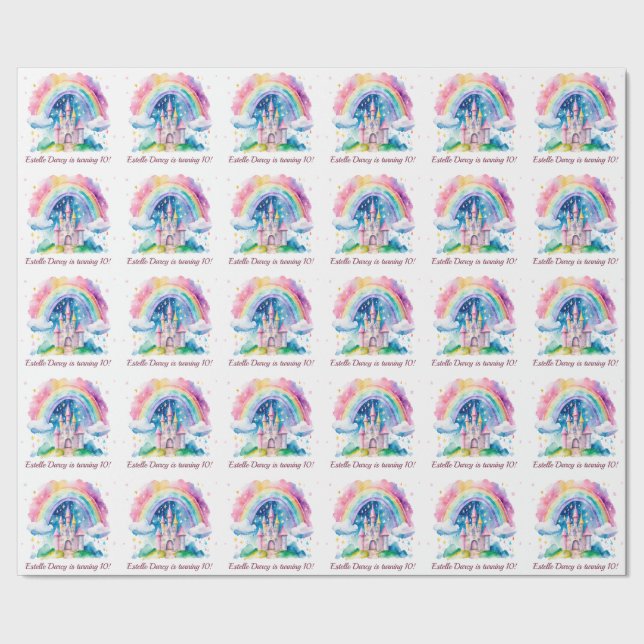 Papel De Presente Aniversário de Conto de Fadas do Castelo Rosa Fofo (Barra)