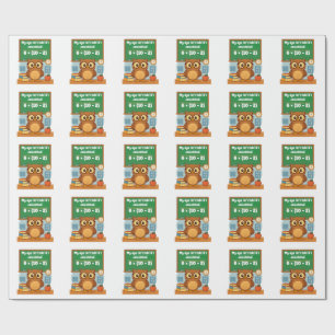 Papel De Presente Aniversário de Coruja de Humor Matemático Engraçad