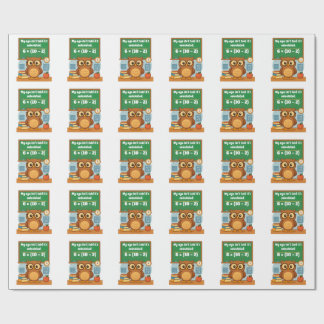 Papel De Presente Aniversário de Coruja de Humor Matemático Engraçad