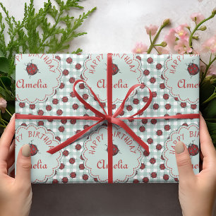 Papel De Presente Aniversário de criança de Insetos Coloridos Red & 