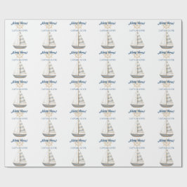 Papel De Presente Aniversário de criança náutico | Marinho Azul e Ba