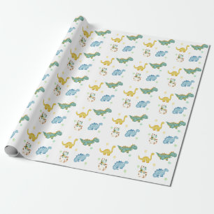 Papel De Presente Aniversário de Crianças Dinossauros