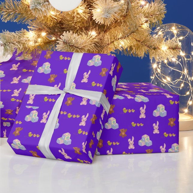 Papel De Presente Aniversário de Criancinha roxo (Feriados)