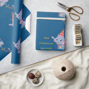 Papel De Presente Aniversário de Elefante Fofo