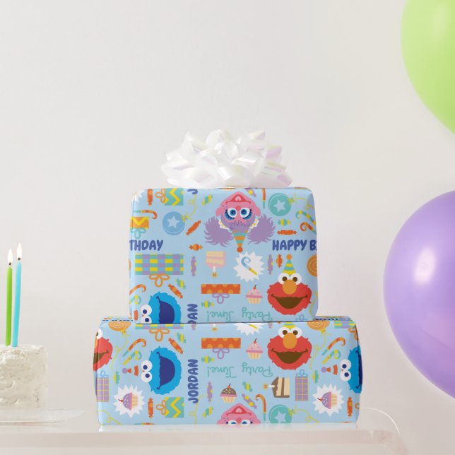 Papel De Presente Aniversário de Elmo e Abby (Presentes para festas)