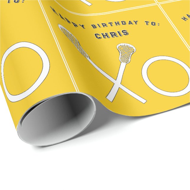 Papel De Presente Aniversário de Esportes de Lacrosse (Ponta do rolo)