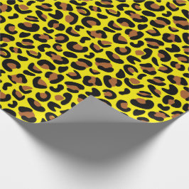 Papel De Presente Aniversário de Impressão do Leopard Dão Amarelo Se