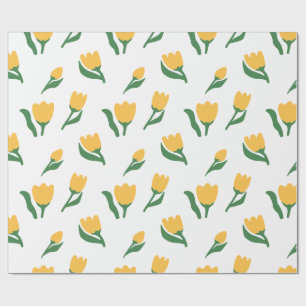 Papel De Presente Aniversário de Menina com Floral Simples Desenhado
