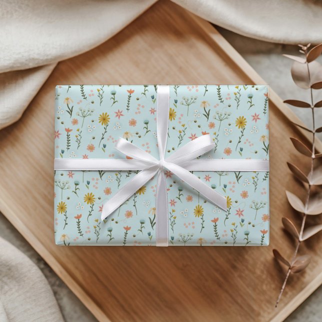 Papel De Presente Aniversário de Meninas Fofo Duas Selvagens Boho Fl (Criador carregado)