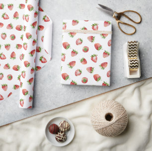 Papel De Presente Aniversário de Morango