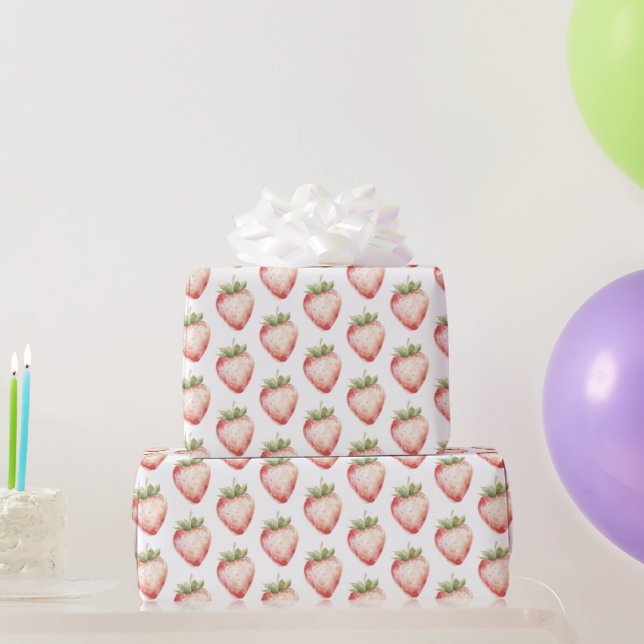 Papel De Presente Aniversário de Morango Fruta (Presentes para festas)