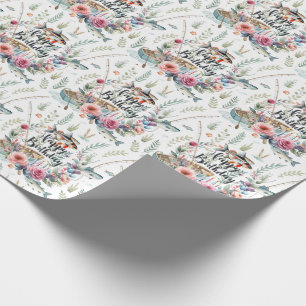 Papel De Presente Aniversário de Pesca temático com texto Feliz Aniv