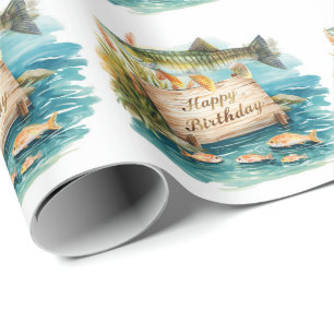 Papel De Presente Aniversário de pesca viciado em diversão