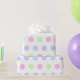 Papel De Presente Aniversário de Pontos de Bolinhas Pastel Aquarela
