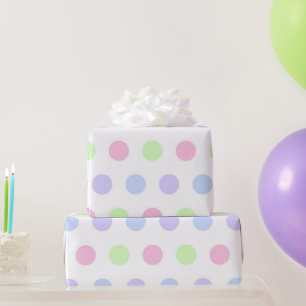 Papel De Presente Aniversário de Pontos de Bolinhas Pastel Aquarela 