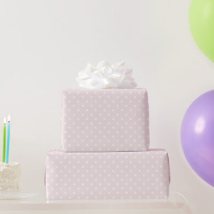 Papel De Presente Aniversário de Pontos Polka Brancos Rosa