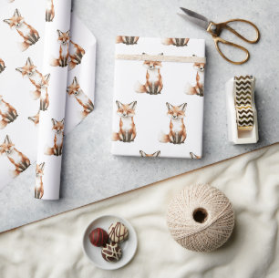 Papel De Presente Aniversário de Raposas Sorridente Fofas