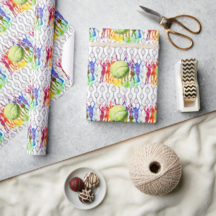 Papel De Presente Aniversário de tênis com tênis e raquete
