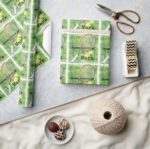 Papel De Presente Aniversário de tênis com tênis e raquete
