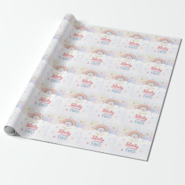 Papel De Presente Aniversário de Tinta Tie Dye Arco-íris Pastel