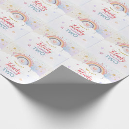 Papel De Presente Aniversário de Tinta Tie Dye Arco-íris Pastel