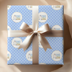 Papel De Presente Aniversário de um ano do Blue One Silly Goose-Meni