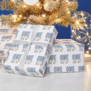 Papel De Presente Aniversário de Um Ano do Moderno Ganso Bobo Azul