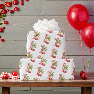 Papel De Presente Aniversário do Bebê com Xadrez Vermelho da Primeir