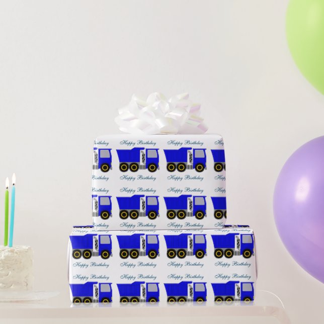 Papel De Presente Aniversário do Caminhão Azul (Presentes para festas)