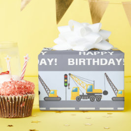 Papel De Presente Aniversário do Caminhão de Construção Infantil