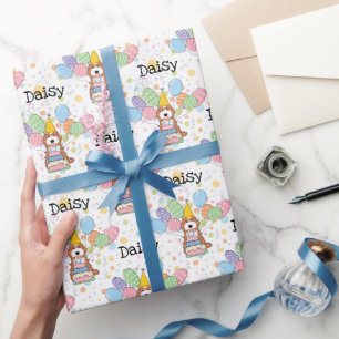 Papel De Presente Aniversário do Cão Caçapo Cavapoo Branco Vermelho