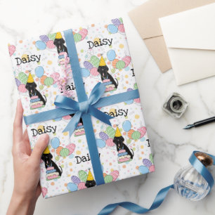 Papel De Presente Aniversário do Cão Mastiff Neapolitano Negro