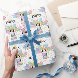 Papel De Presente Aniversário do Cão Sheepadoodel Triplo