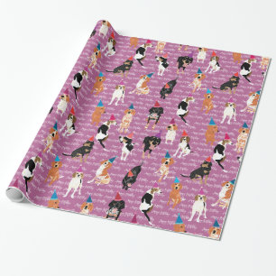 Papel De Presente Aniversário do Coonhound (rosa)