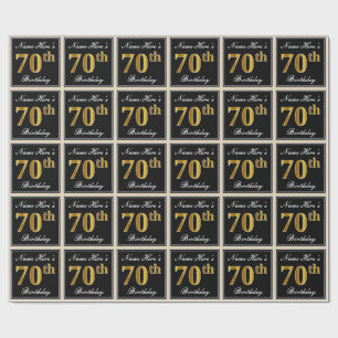 Papel De Presente Aniversário do Elegante, Faux Dourado 70 + Nome P