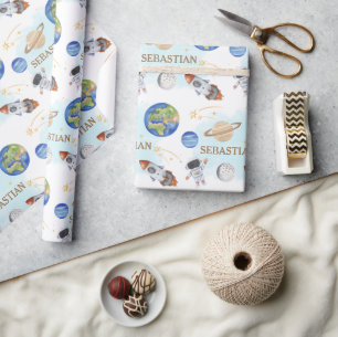 Papel De Presente Aniversário do Espaço Exterior