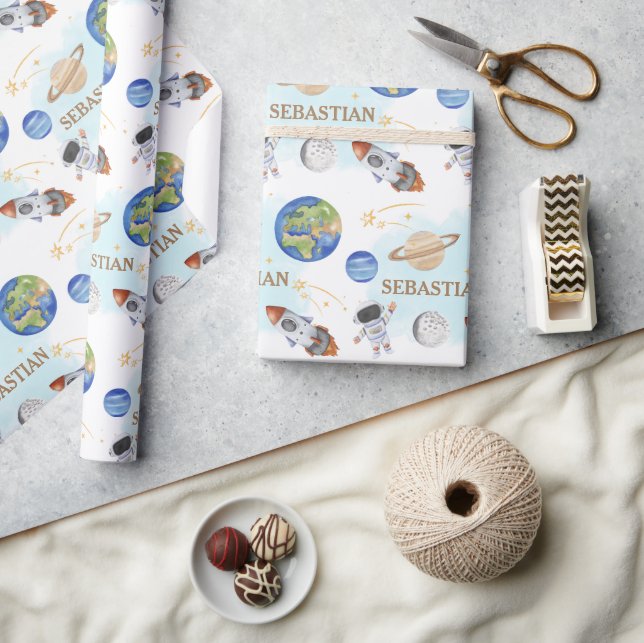 Papel De Presente Aniversário do Espaço Exterior (Artesanato)