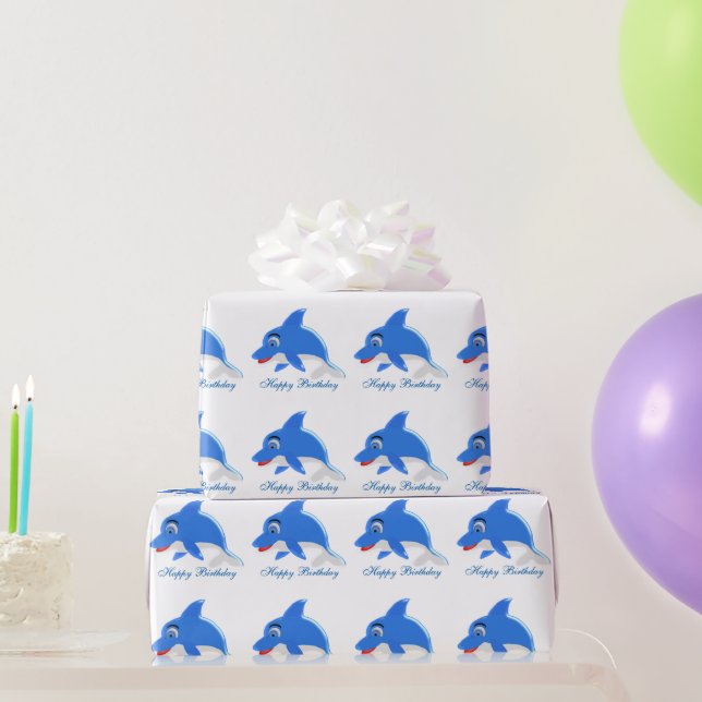 Papel De Presente Aniversário do Golfinho (Presentes para festas)