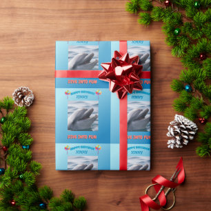 Papel De Presente Aniversário do Golfinho em Azulejos 