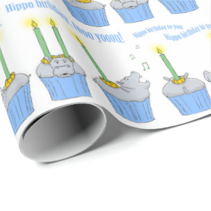 Papel De Presente Aniversário do hipopótamo a você!  Hipopótamos