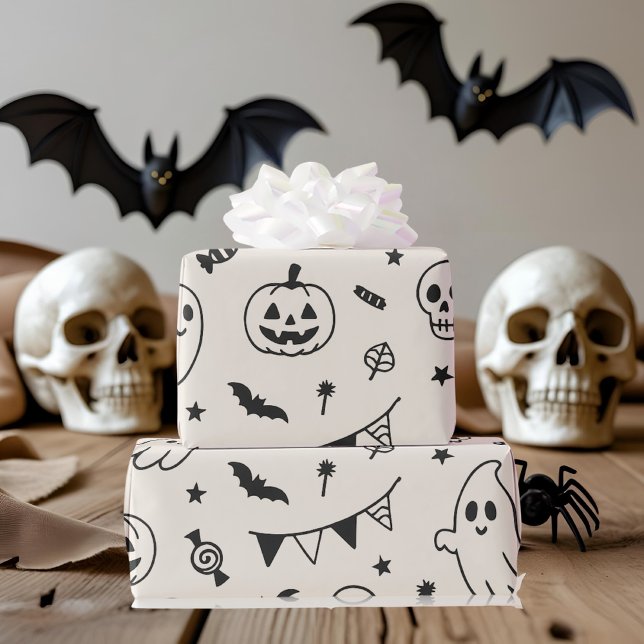 Papel De Presente Aniversário do Pastel Halloween (Criador carregado)