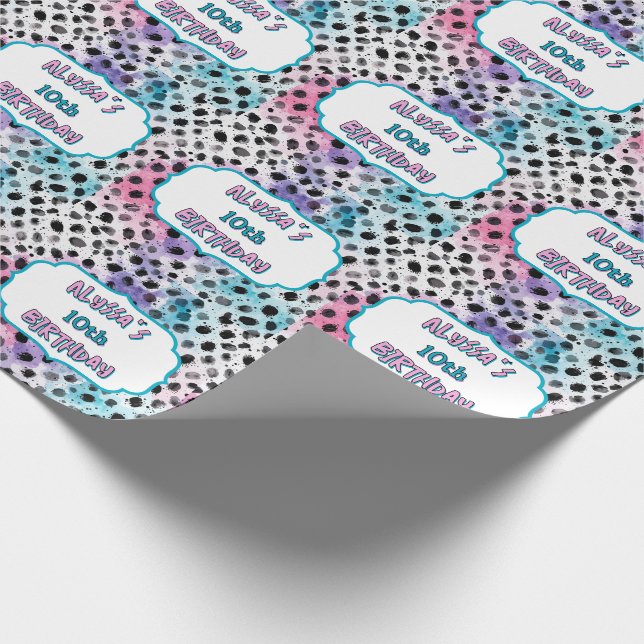 Papel De Presente Aniversário do Pastel Watercolor Spots Dalmacianos (Ponta)