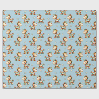 Papel De Presente Aniversário do Pônei Remendado Giddy-Up