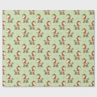 Papel De Presente Aniversário do Pônei Remendado Giddy-Up
