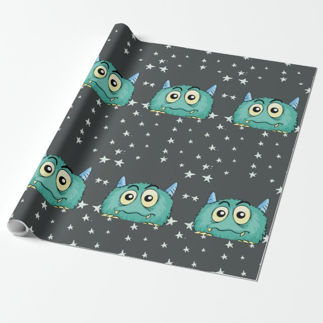 Papel De Presente Aniversário do Tema Monstro (Desenrolado)