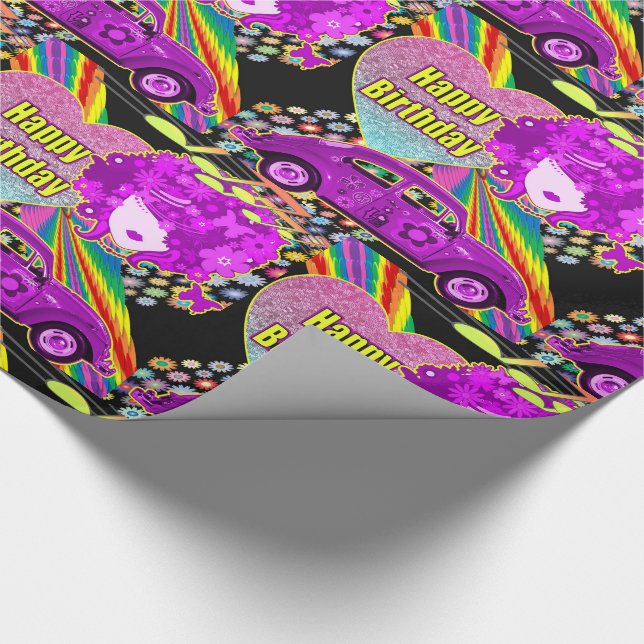 Papel De Presente Aniversário do Theme Groovy Girl Party 1960 (Ponta)