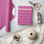Papel De Presente Aniversário do XOXO Silver Rosa Glitzy<br><div class="desc">Aniversário do XOXO Silver Rosa Glitzy</div>