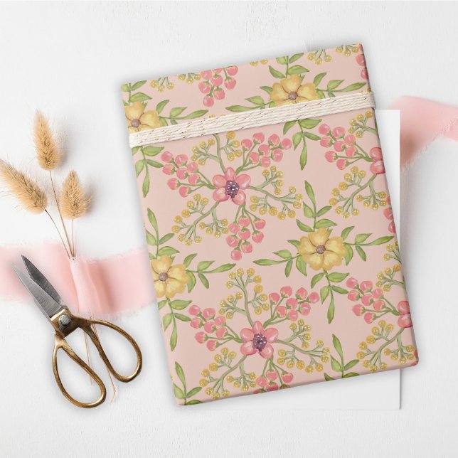 Papel De Presente Aniversário Doce 16 Flores Bonito Rosa Cute (Criador carregado)