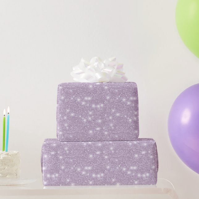 Papel De Presente Aniversário Faísca Brilho Lavanda Menina (Presentes para festas)
