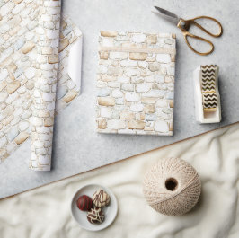 Papel De Presente Aniversário Falso Pedras Branco Creme Cinza